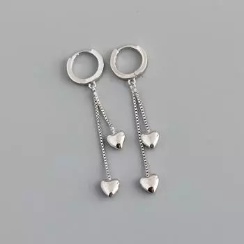 Серьги-капли из стерлингового серебра 925 пробы с кисточками и цепочками в форме сердца для женщин и девочек, элегантные модные ювелирные изделия для свадебной вечеринки Eh235 золотой