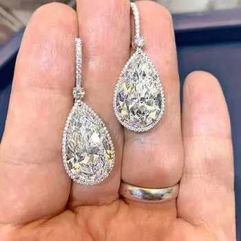 Серьги-капли из суперблестящего циркония, женские серьги с атмосферными кристаллами, высококачественные универсальные застежки-пряжки.