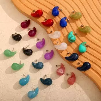 Серьги-капли из титановой стали и смолы, геометрические, модные, индивидуальные, простые, радужные серьги для женщин