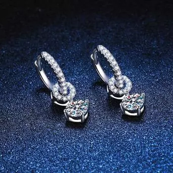 Серьги-капли с муассанитом для женщин, белое золото, лабораторные бриллианты, сверкающие свадебные украшения, серьги из стерлингового серебра 925 пробы 0.5ct 5mm