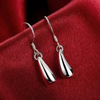Серьги-капли в форме капли воды Серебряная бижутерия 3.00*0.60cm