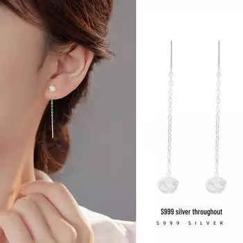 Серьги-кисточки Banyan Tree S999 Silver Ruyi Knot для похудения лица - женская роскошная ниша 2024 4mm серебряный