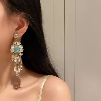 Серьги-кисточки из серебра 925 пробы с иглами, бриллиантами, кристаллами и жемчугом, длинные серьги-подвески, серьги в стиле ретро