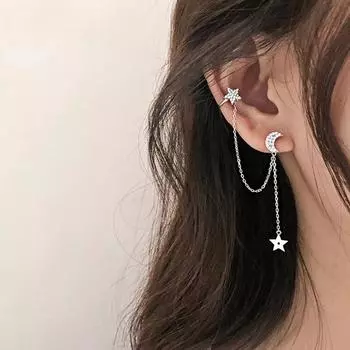Серьги-кисточки из стерлингового серебра 925 пробы для женщин, новые модные серьги-гвоздики со звездами и луной из циркония, элегантные украшения для вечеринок, подарки