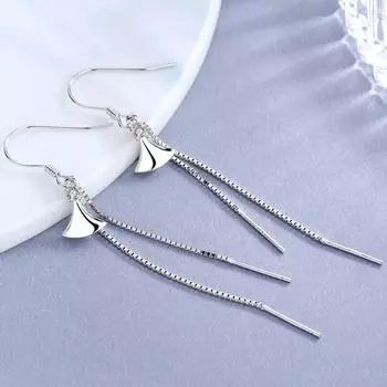 Серьги-кисточки с длинной юбкой из стерлингового серебра 925 пробы, женские элегантные серьги в форме гребешка в корейском стиле, веерообразные серьги 925