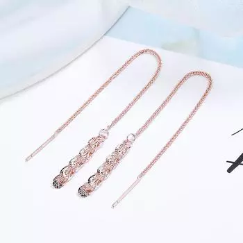 Серьги-кисточки с хвостом феникса из стерлингового серебра 925 пробы, женские золотые серьги из розового золота 925