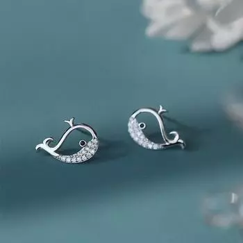 Серьги-киты из стерлингового серебра 925 пробы, женские простые модные свадебные украшения, аксессуары серебряный