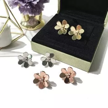 Серьги-клипсы, 3 тона золота, микроинкрустация, циркон, Cz, нежные цветочные серьги для женщин, свадебные украшения