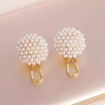 Серьги-клипсы из серебра 925 пробы с мелким жемчугом для женщин — японский и корейский тренд 2023 года