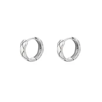 Серьги-клипсы из стерлингового серебра 925 пробы в корейском стиле с простыми бриллиантами в клетку, классические, состаренные, Ins Temperament, женские 925