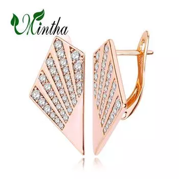 Серьги-клипсы MINTHA, модные серьги цвета розового золота, свадебные повседневные модные украшения, серьги с кубическим цирконием для женщин, свадебные серьги с геометрией A