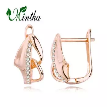 Серьги-клипсы MINTHA, модные серьги цвета розового золота, свадебные повседневные модные украшения, серьги с геометрической формой из кубического циркония для женщин, свадебные серьги с геометрической формой A