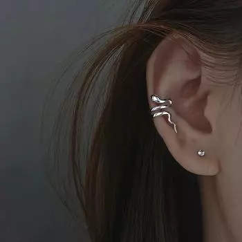 Серьги-клипсы в стиле панк с животными для женщин и мужчин, изысканные пирсинг в форме змеи, манжеты для ушей серебряный