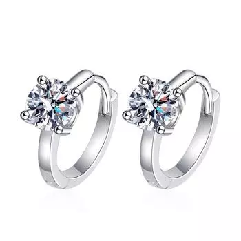 Серьги-кольца D цвета с муассанитом S925 из стерлингового серебра, маленькие свежие и элегантные женские брендовые свадебные украшения, тренд 2022 года