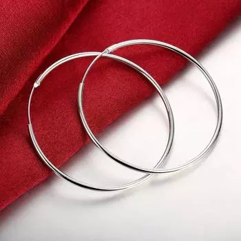 Серьги-кольца из 100% стерлингового серебра 925 пробы для женщин, 50 мм 60 мм, круглые серьги-кольца, простые женские серебряные серьги-кольца