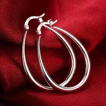 Серьги-кольца из гладкого серебра 925 пробы диаметром 41 мм для женщин, модные, с подвесками, высококачественные свадебные украшения