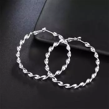 Серьги-кольца из серебра 925 пробы, высокое качество, большой круг, круглые модные женские вечерние украшения, красивая свадьба, 4,5 см