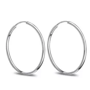 Серьги-кольца из серебра 925 пробы, 30 мм, 50 мм, 60 мм, гладкие, для женщин и девочек, очаровательные ювелирные изделия, подарок 60MM