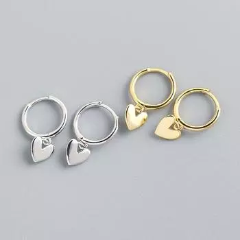 Серьги-кольца из серебра 925 пробы, новые серьги-кольца с сердечками, женские модные милые романтические элегантные ювелирные изделия, подарки ручной работы для пары золотой