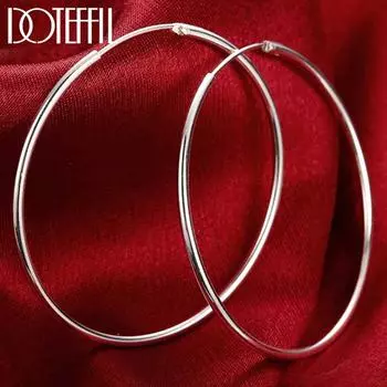 Серьги-кольца из серебра 925 пробы, простые, гладкие, большие серьги, женские украшения