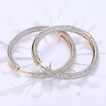 Серьги-кольца из серебра 925 пробы, 34 мм, 18-каратное золото, круглые серьги для женщин, модные свадебные украшения