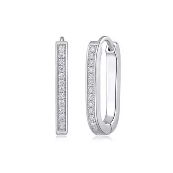 Серьги-кольца из серебра S925 пробы с муассанитом, серьги-украшения для ушей