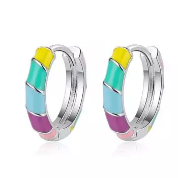 Серьги-кольца из стерлингового серебра 925 пробы, красочные круглые серьги-кольца для женщин и девочек, ювелирные изделия для свадебной вечеринки, подарок, женские Pendientes