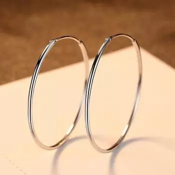 Серьги-кольца из стерлингового серебра 100% 925 пробы для женщин, большие круглые серьги из стерлингового серебра, подарки
