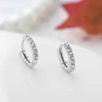 Серьги-кольца из стерлингового серебра 925 пробы с кубическим цирконием, изящные нежные серьги, ювелирные изделия для женщин, S-E14