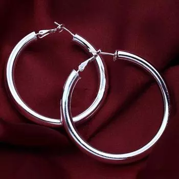 Серьги-кольца из стерлингового серебра 925 пробы 5 см, большие круглые серьги для женщин, красивые модные темпераментные украшения, вечерние, свадебные подарки
