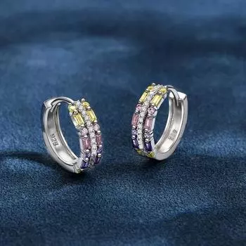 Серьги-кольца из стерлингового серебра 925 пробы с муассанитом и цветными высокоуглеродистыми бриллиантами для женщин, подарок
