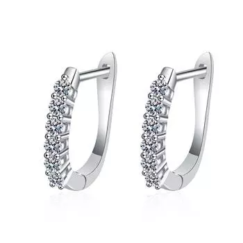 Серьги-кольца из стерлингового серебра 925 пробы с муассанитом цвета D, персонализированные модные женские свадебные антиаллергенные украшения 0.36 carat
