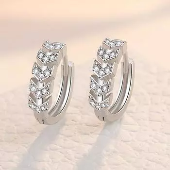 Серьги-кольца из стерлингового серебра 925 пробы с кристаллами и стрелками для женщин и девочек, ювелирные изделия для помолвки, свадебный подарок