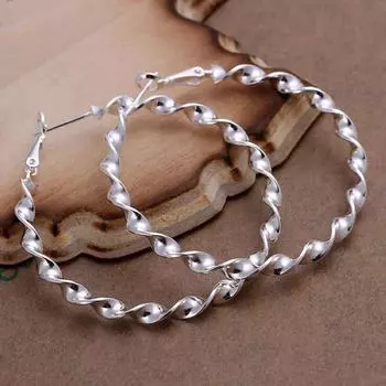 Серьги-кольца из стерлингового серебра 925 пробы, высокое качество, большой круг, модные женские украшения для вечеринок, красивые свадебные 4,5 см