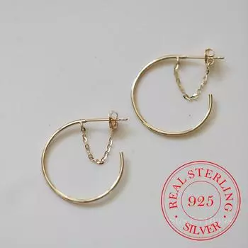 Серьги-кольца из стерлингового серебра S925 пробы для женщин и детей, позолоченные серьги 14 карат, свадебные украшения для вечеринки, подарок для женщин