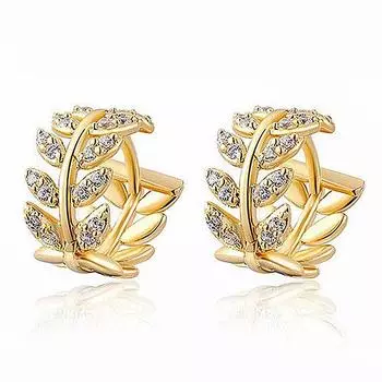 Серьги-кольца из стерлингового серебра 925 пробы с листьями и цирконами, женская мода, простые и великолепные ювелирные изделия, подарок на День святого Валентина