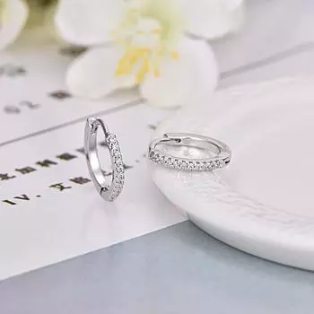 Серьги-кольца из стерлингового серебра 925 пробы с кубическим цирконием, изящные, нежные серьги, ювелирные изделия для женщин S-E14