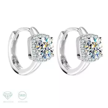 Серьги-кольца из стерлингового серебра 925 пробы с муассанитом для мужчин и женщин, пара, готический ветер для девочек, подарок на день рождения, годовщину 0.5ct