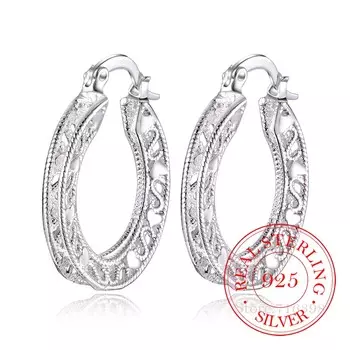 Серьги-кольца из стерлингового серебра 925 пробы, корейские винтажные полые сердечки, вечерние серьги для женщин, свадебные украшения для вечеринки, подарок