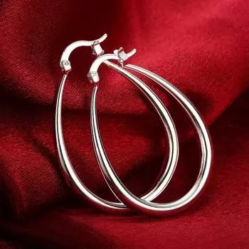 Серьги-кольца из стерлингового серебра 925 пробы, 41 мм, гладкие круглые, большие серьги-кольца для женщин, модные вечерние свадебные аксессуары, ювелирные изделия, рождественские подарки