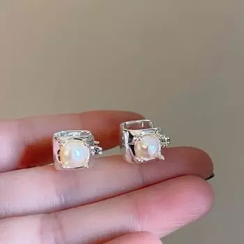 Серьги-кольца S925 Ins High Sense из стерлингового серебра с жемчугом, женские серьги в западном стиле в корейском стиле 925