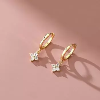 Серьги-кольца с подвеской в виде цветка циркония для женщин Simple Fashion Huggies Jewelry aretes золотой