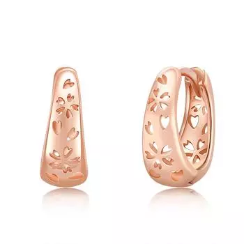 Серьги-кольца StoryMidir Cherry Blossom Flower Hoop Pink Japanese 925 Gypoallergenic to Spring Sakura Hoop Rose Gold Gift for White Anniversary Earrings, Earrings, розовый