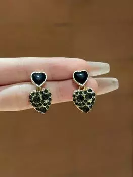 Серьги-кольца в форме розового сердца для девочек, женские серьги-гвоздики