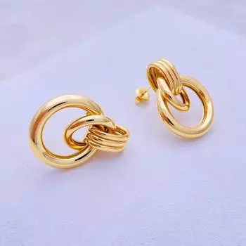 Серьги-кольца женские, покрытые 18-каратным золотом, винтажные новогодние украшения для ушей на холодный осенний и зимний ветер