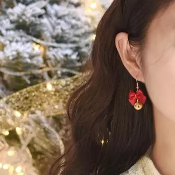 Серьги-колокольчики с красным бантом на Рождество и Новый год Bow Earrings красный