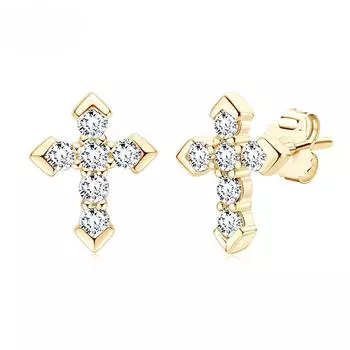 Серьги-крестики D0.27CT, серьги-гвоздики с муассанитом для женщин и мужчин, стерлинговое серебро 925 пробы, пирсинг ушей, ювелирные изделия с откидной спинкой