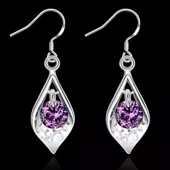Серьги Lekani Crystal From Drop для женщин, серебряные модные серьги-булавки для вечеринок, ювелирные изделия, модное украшение