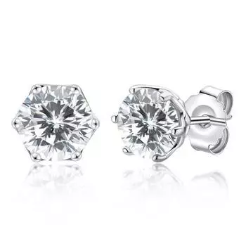 Серьги LESF Moissanite Diamond Round 925 Sterling Silver 1 Ct для женщин, милый романтический подарок на годовщину