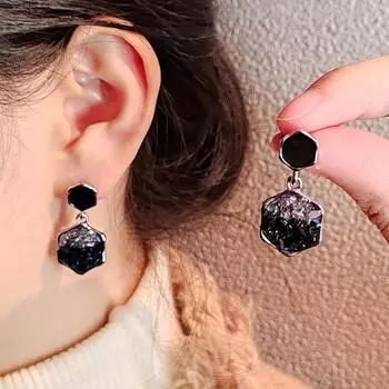 Серьги Light Luxury Niche Cold Wind с черным цирконием, женские корейские универсальные серьги для темперамента